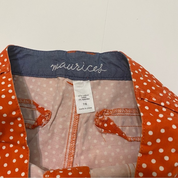 ⭐️ 75. Maurice’s orange and white polka dot shorts size 7/8 - Picture 3 of 4